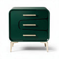 Groene nachtkast met drie lades van kunststof en metalen handgrepen 60 x 40 x 50cm