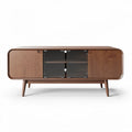 Houten tv-meubel met glazen deuren afmetingen 120 x 45 x 50cm