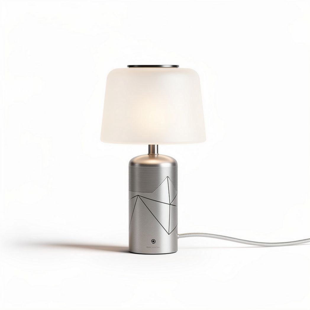 Tafellamp met matte glazen kap en metalen voet 15 x 15 x 25cm