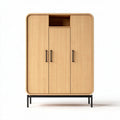 Houten kast met zwarte handgrepen 60 x 40 x 120cm voor opbergruimte