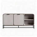 Dressoir van hout met 3 deuren en open vakken 150 x 40 x 70cm zwart wit
