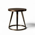 Bistrotafel van metaal met ronde houten top 50 x 50 x 45cm bruin