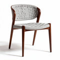 Houten eetkamerstoel met geweven zitting en rugleuning in grijs 45 x 50 x 80cm